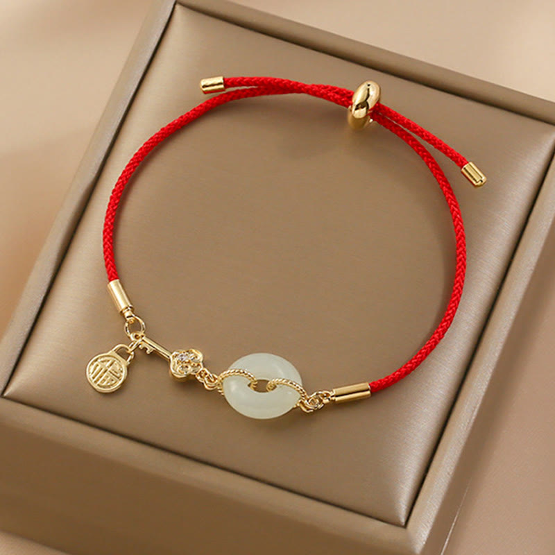Buddha Stones "Wishing You Peace and Protection" Jade Red Rope Bracelet Includes Gift Message Card - image 9