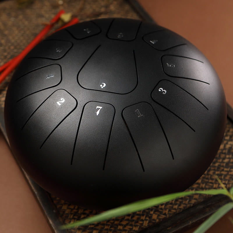 Buddha Stones Steel Tongue Drum Sound Healing Mindfulness Meditation Yoga Drum Kit 11 Note 8 Inch - Black - image 1