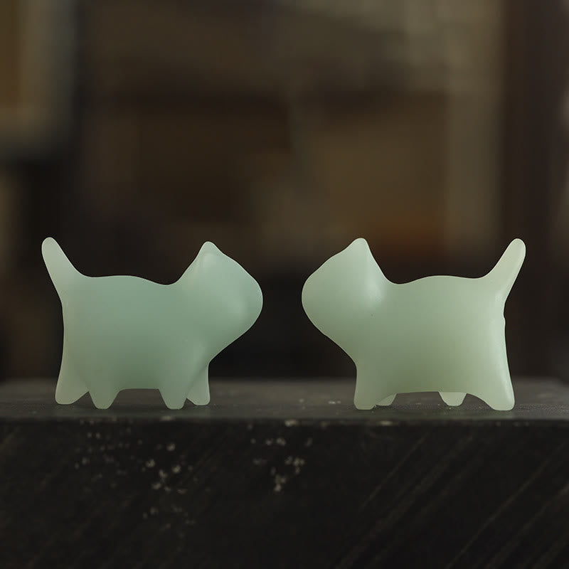 Buddha Stones 2Pcs Mini Cute Cat Glowstone Luminous Lucky Cat Energy Decoration - image 5