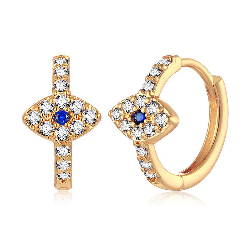 925 Sterling Silver Evil Eye Symbol Blessing Stud Earrings - Gold - image 2