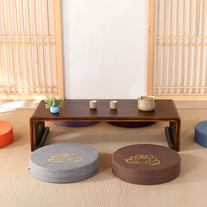 Lotus Embroidery Cotton Linen Meditation Seat Cushion - image 2