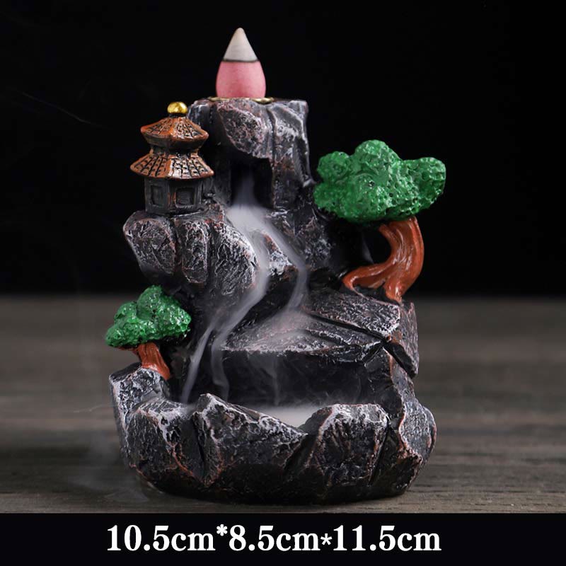 Mountain Bridges Pattern Meditation Resin Backflow Incense Burner - Fairyland 10.5*8.5*11.5cm - image 14