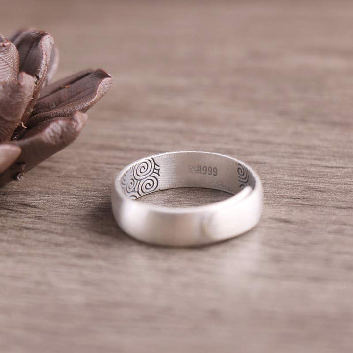 Buddha Stones 999 Sterling Silver Lotus Elephant Six True Words Blessing Ring - image 12