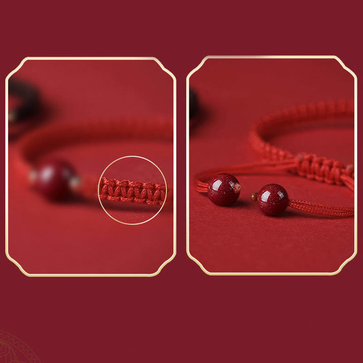 Buddha Stones Lucky Cinnabar Bead Blessing Red String Bracelet