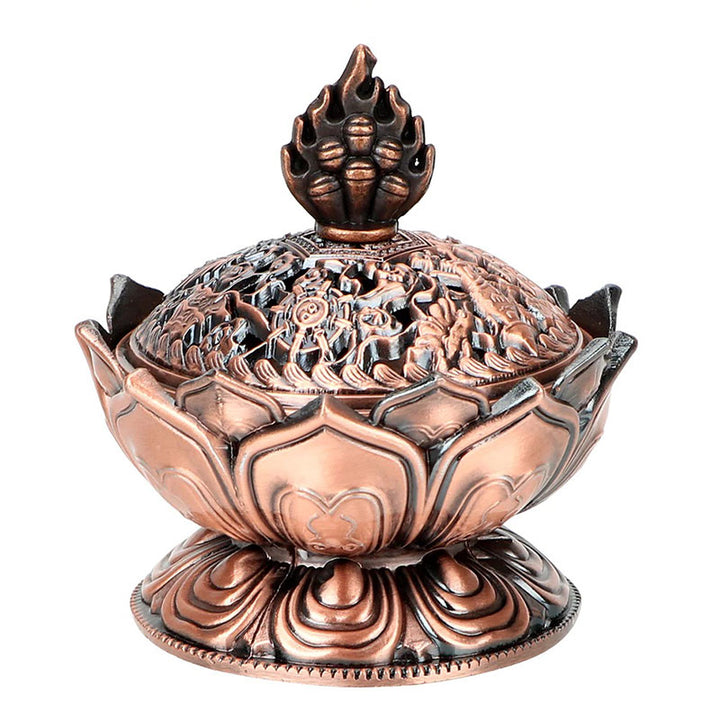 Buddha Stones Tibetan Lotus Shaped Purify Incense Burner - image 8
