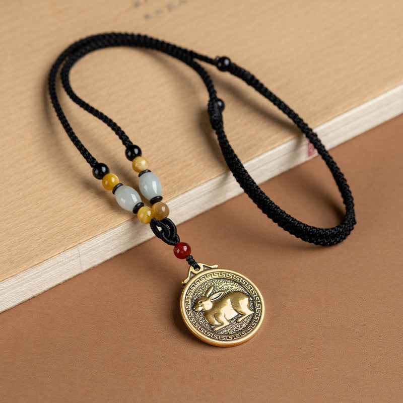 12 Chinese Zodiac Blessing Wealth Fortune Necklace Pendant - Rabbit - image 1