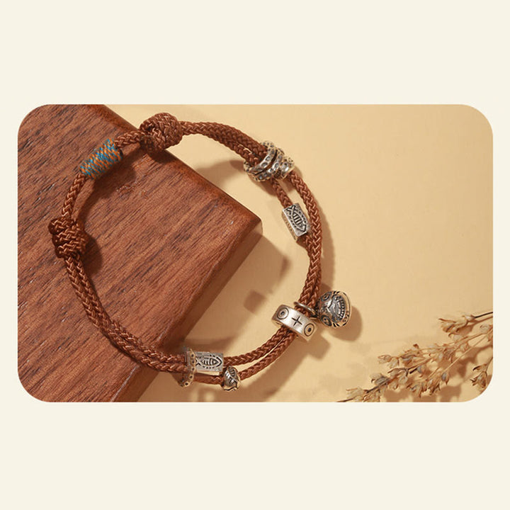 Buddha Stones 925 Sterling Silver Gold Swallowing Beast Koi Fish Wealth Handcrafted Braided Bracelet - image 13