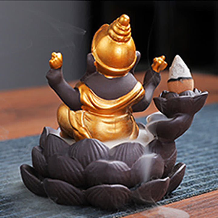 Ganesh Elephant Purple Clay Backflow Smoke Fountain Protection Incense Burner - image 2