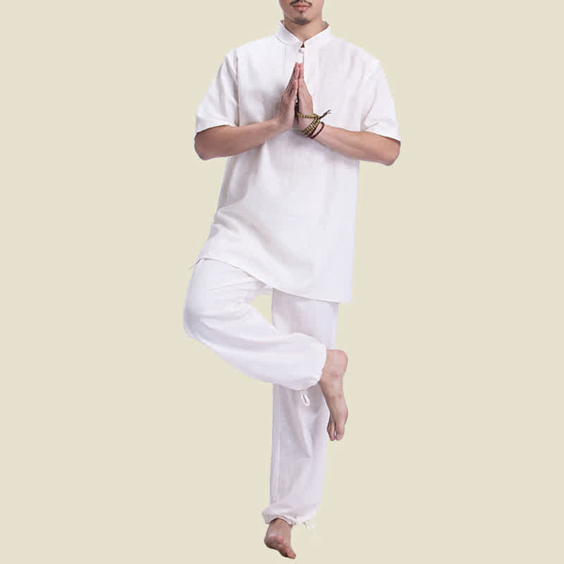 Spiritual Zen Meditation Prayer Practice Cotton Linen Clothing Men's Set - image 9