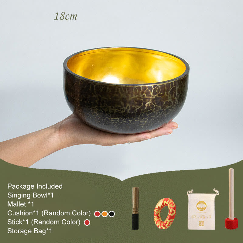 Tibetan Meditation Sound Bowl Handcrafted Healing Yoga Mindfulness Singing Bowl Set - 18cm - image 3