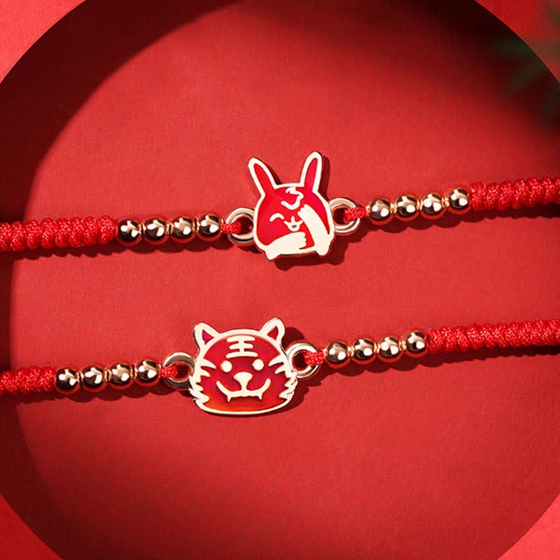Buddha Stones 925 Sterling Silver Chinese Zodiac Luck Faith Discolor Red String Bracelet - image 5