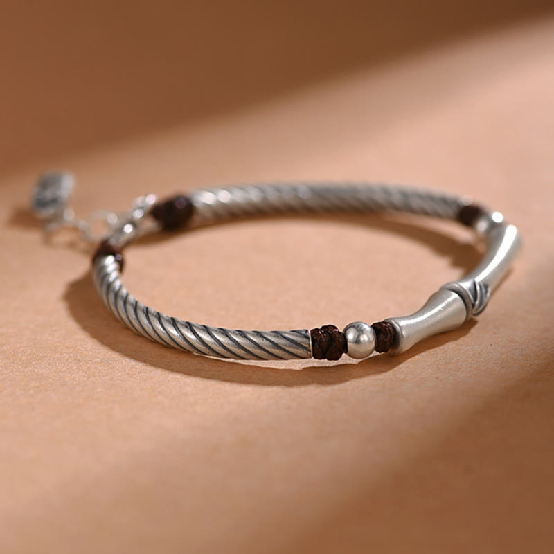 999 Sterling Silver Bamboo Pattern Cicada Luck Wealth Bracelet - image 10