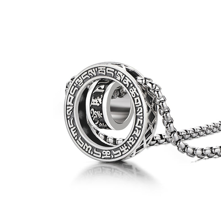 Buddha Stones Tibetan Om Mani Padme Hum Carved Peace Purity Chain Necklace Pendant - image 5
