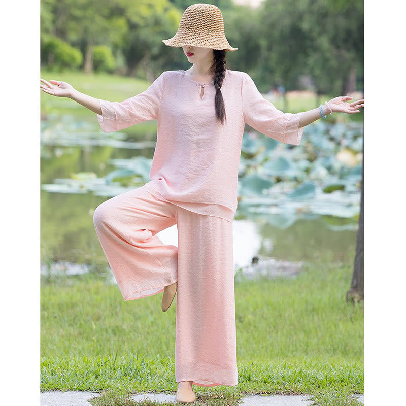 Tai Chi Meditation Prayer Zen Spiritual Morning Practice Clothing Women's Set - image 20