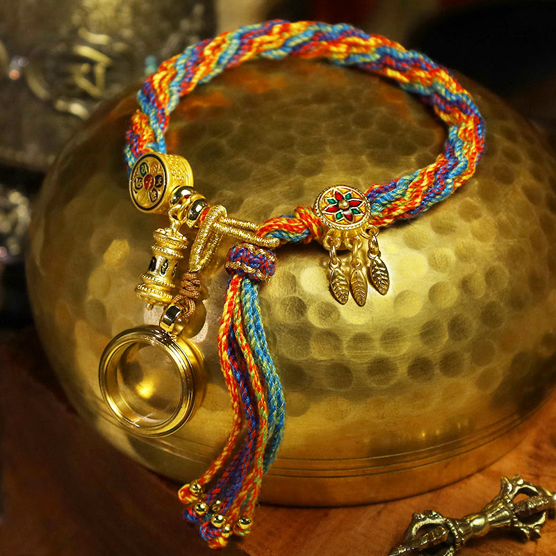 Buddha Stones Tibetan Om Mani Padme Hum Dreamcatcher Luck Colorful Reincarnation Knot String Bracelet - image 3