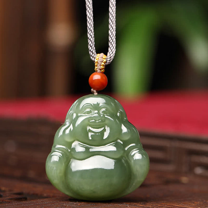 Laughing Buddha Hetian Jade Abundance Necklace String Pendant - Hetian Jade (Prosperity ♥ Abundance) - image 0