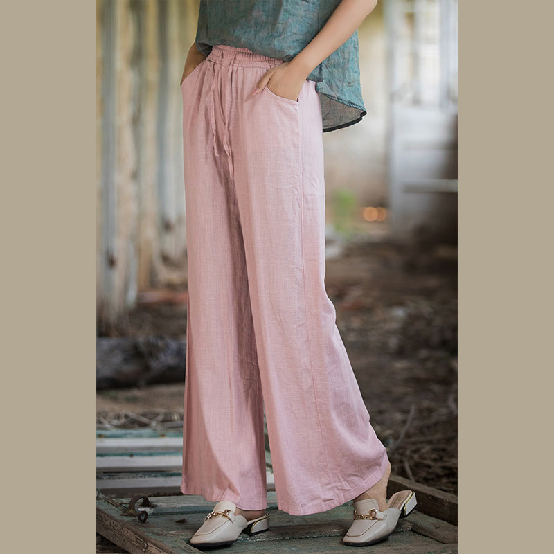 Buddha Stones Plain Wide Leg Pants Dance Women's Yoga Pants With Pockets