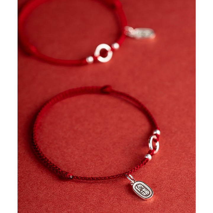 Buddha Stones 925 Sterling Silver Lucky Fortune Peace Joy Lotus Peace Buckle Red String Bracelet - image 25