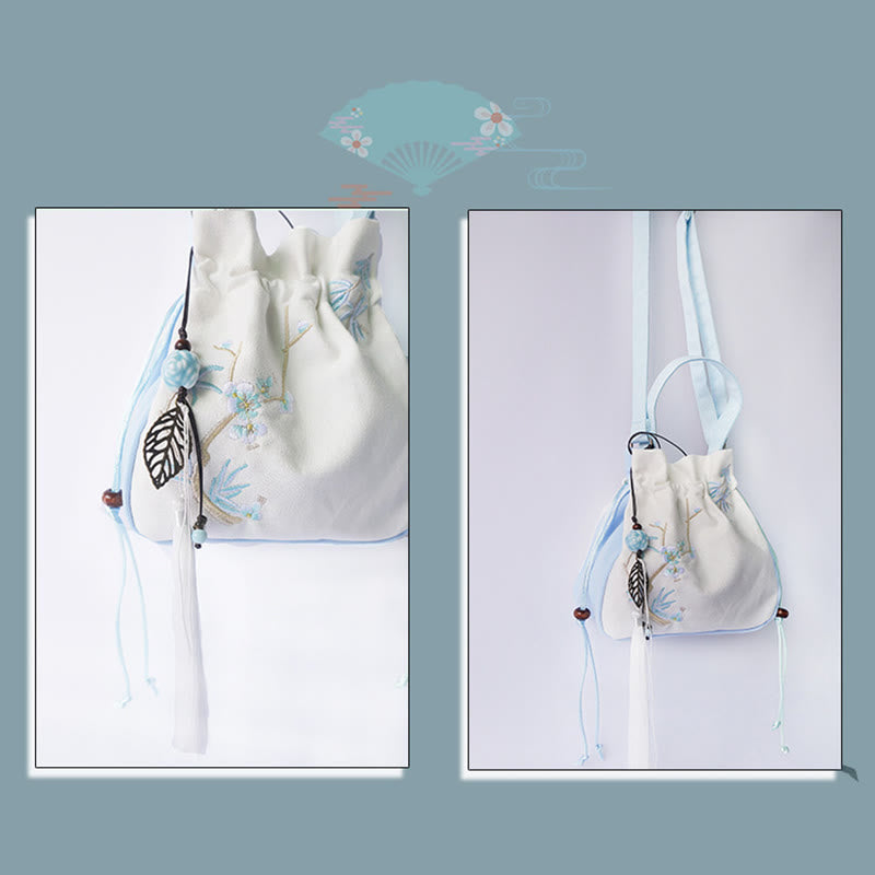 Buddha Stones Handmade Embroidered Flowers Canvas Tote Shoulder Bag Handbag - image 28