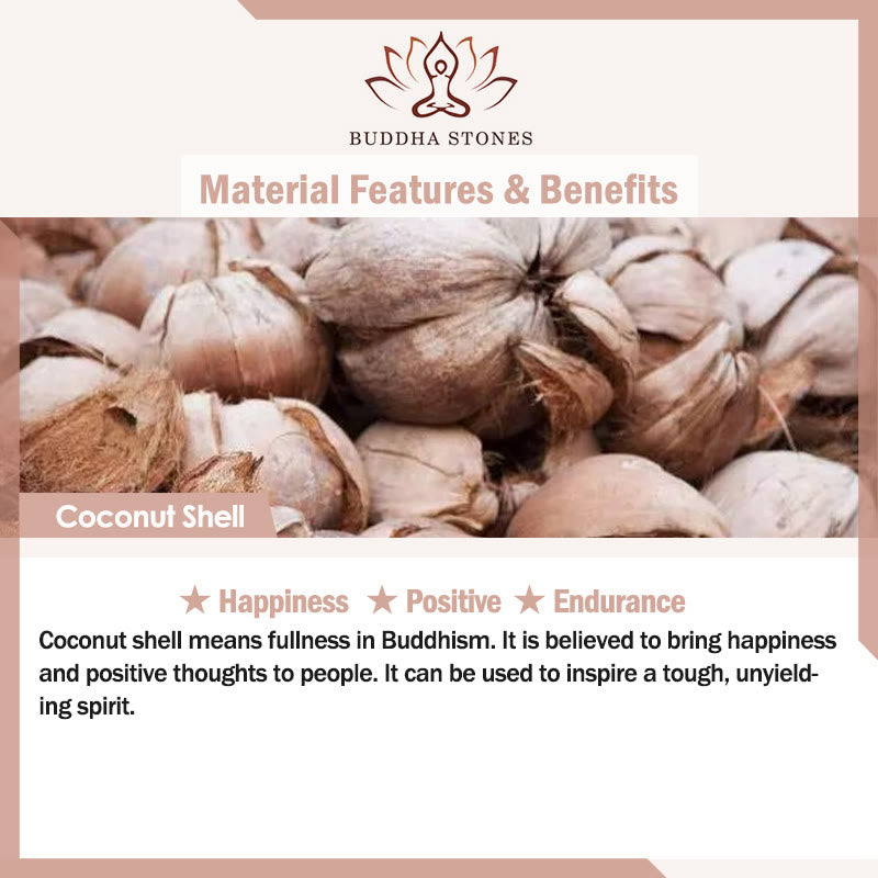 Buddha Stones Handmade Natural Coffee Beans Coconut Shell Happiness Bracelet - image 5