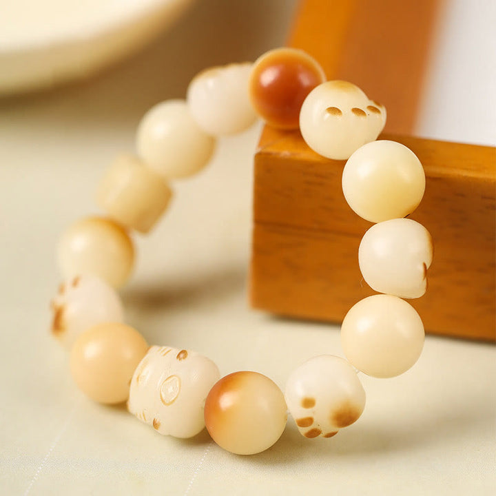 Buddha Stones Natural Bodhi Seed Sandalwood Lucky Cute Cat Head Paw Claw Peace Bracelet - image 17
