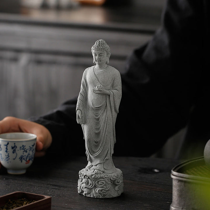 Buddha Stones Meditation Buddha Auspicious Clouds Design Serenity Home Decoration - image 1