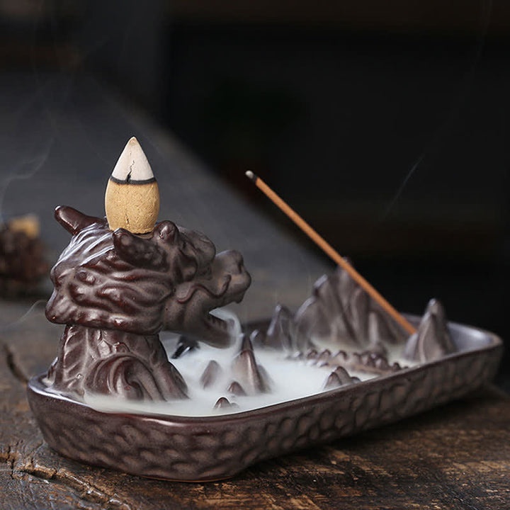 Buddha Stones Dragon Mountain Strength Ceramic Incense Burner Decoration - image 6