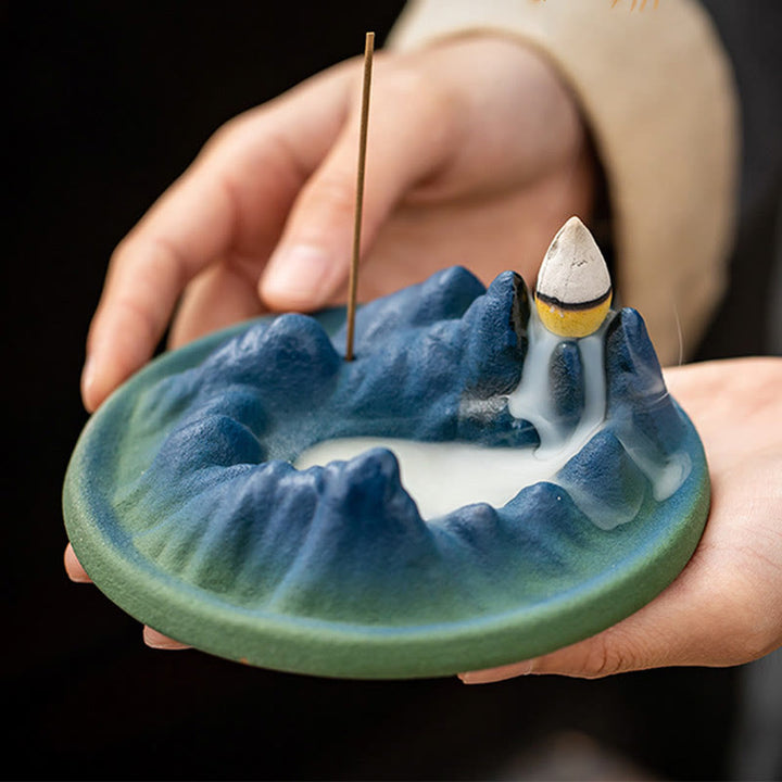 Creative Mountain River Ceramic Healing Backflow Incense Burner - image 8