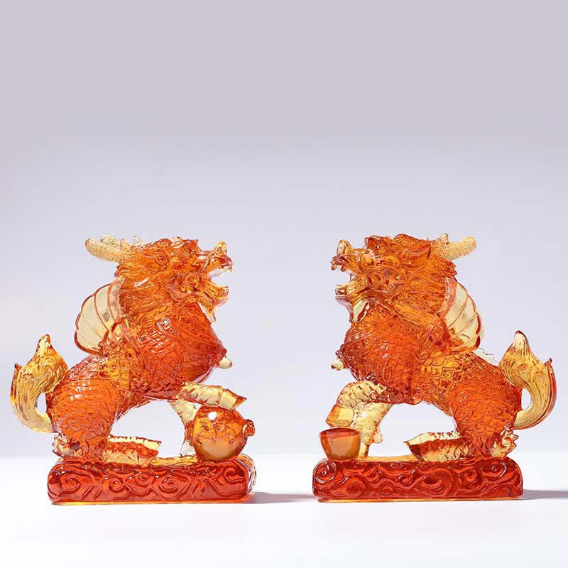 Feng Shui Kirin Handmade Liuli Crystal Art Piece Fortune Home Office Decoration - image 13