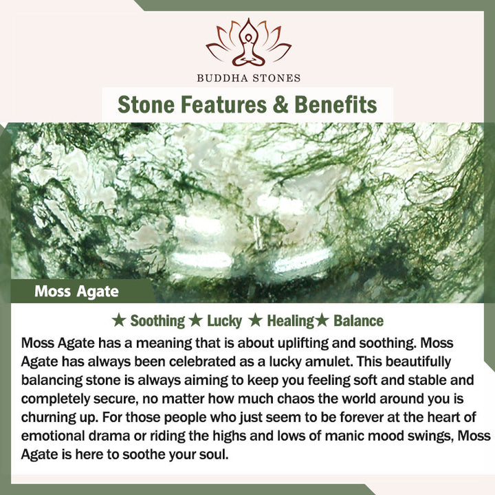 Buddha Stones Moss Agate Healing Balance Ring - image 6