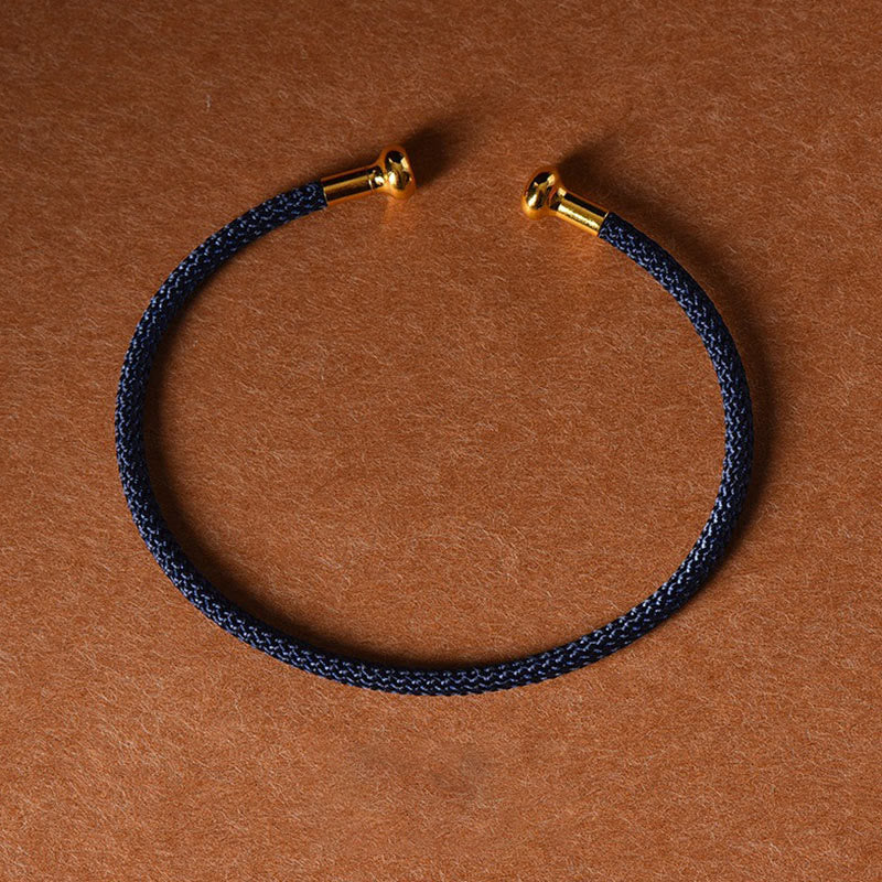 Buddha Stones Simple Design Handmade Luck Braid String Cuff Bracelet - DarkBlue - image 25