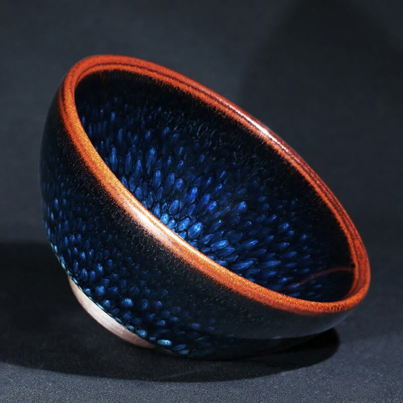 Buddha Stones Handmade Blue Francolinus Spot Chinese Jianzhan Ceramic Teacup Kung Fu Tea Cup Bowl - image 1