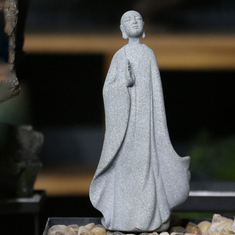 Buddha Stones Meditation Buddha Monk Serenity Home Decoration - One-handed Buddha 8*7*18cm - image 0