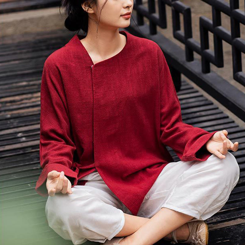 Buddha Stones Long Sleeve Jacket Shirt Top Wide Leg Pants Zen Tai Chi Yoga Meditation Clothing