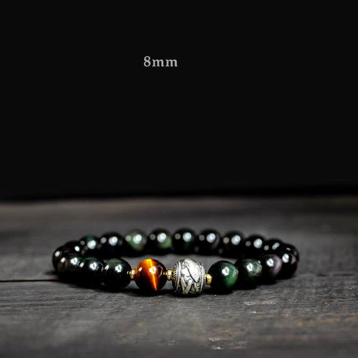 To Experience a Reversal of Fortune Rainbow Obsidian Gold Sheen Obsidian Protection Bracelet