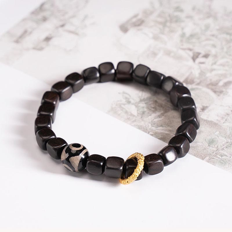 Buddha Stones Tibetan Ebony Wood Dzi Bead Balance Calm Bracelet