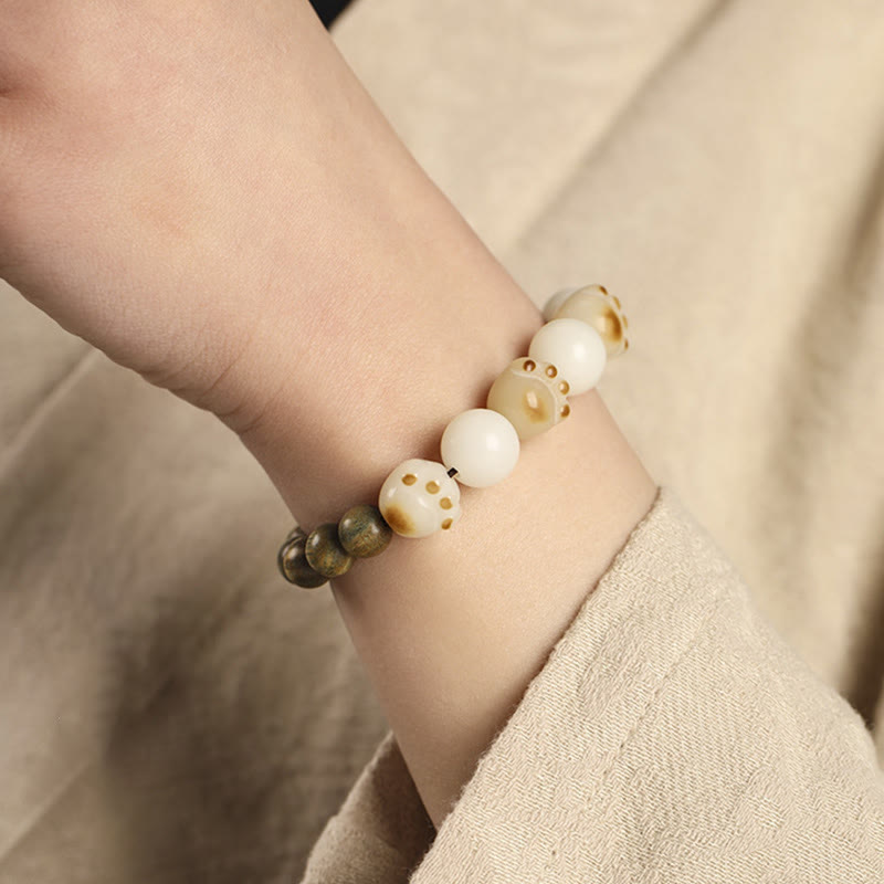 Buddha Stones Natural Green Sandalwood Bodhi Seed Cat Paw Claw Cure Bracelet - image 9