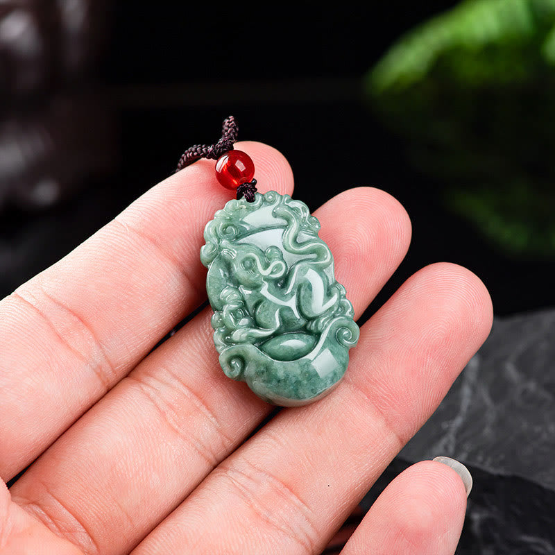 Buddha Stones Natural Jade 12 Chinese Zodiac Prosperity Necklace Pendant - image 9