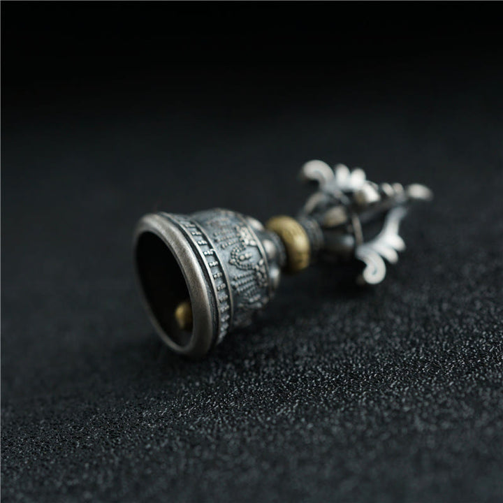 Buddha Stones Tibet 925 Sterling Silver Om Mani Padme Hum Dorje Bell Vajra Engraved Enlightenment Pendant Hanging Decoration - image 5