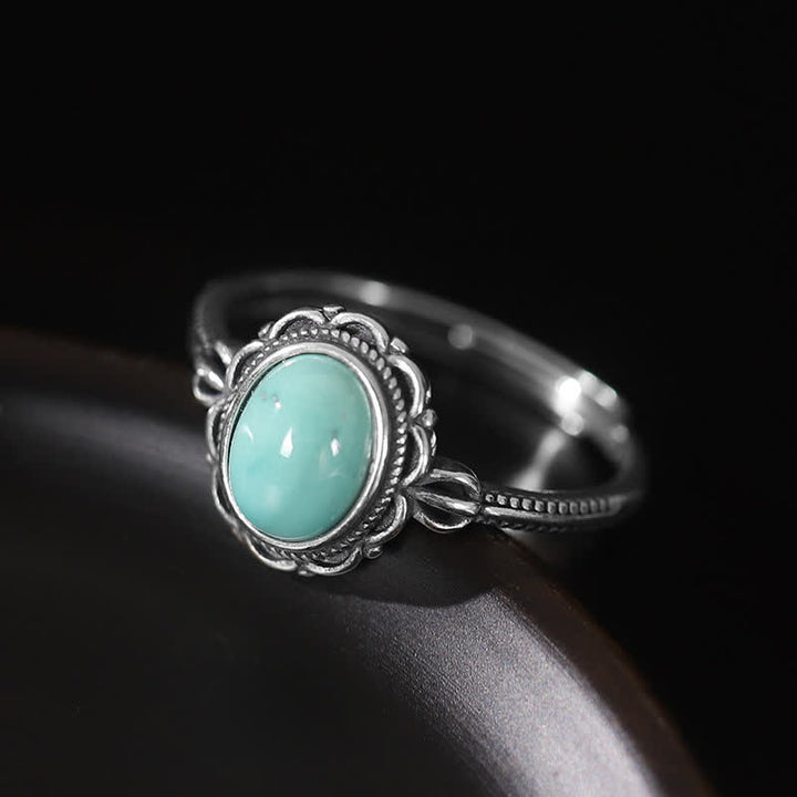 925 Sterling Silver Tibetan Turquoise Red Agate Protection Ring - image 1