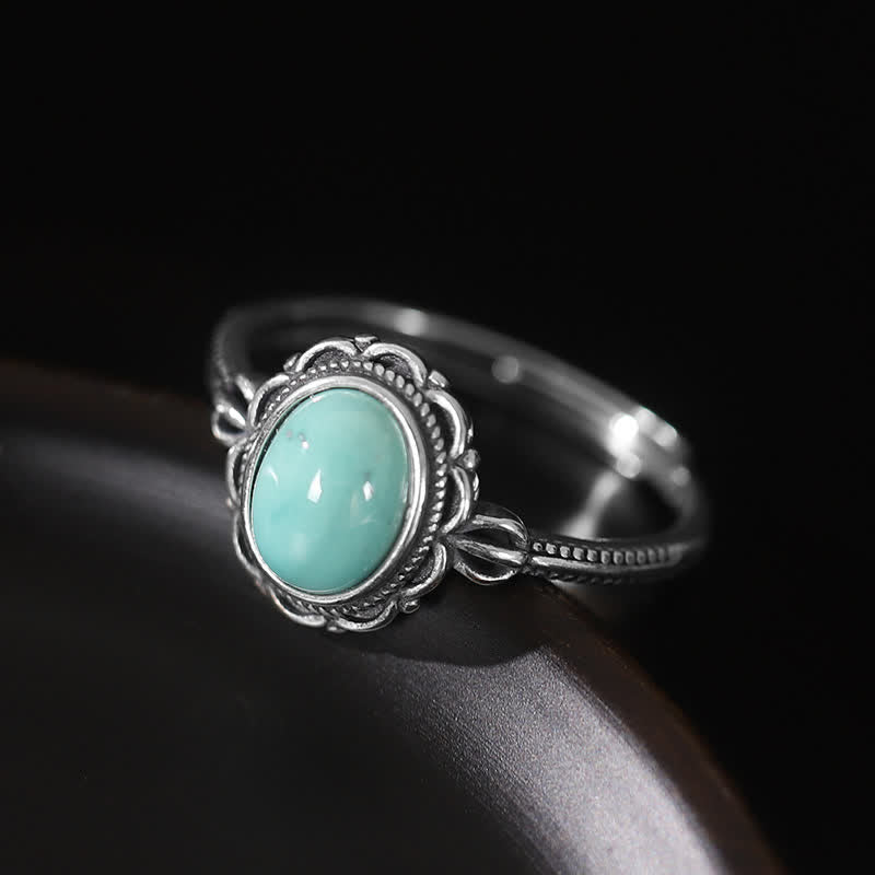 925 Sterling Silver Tibetan Turquoise Red Agate Protection Ring - image 1