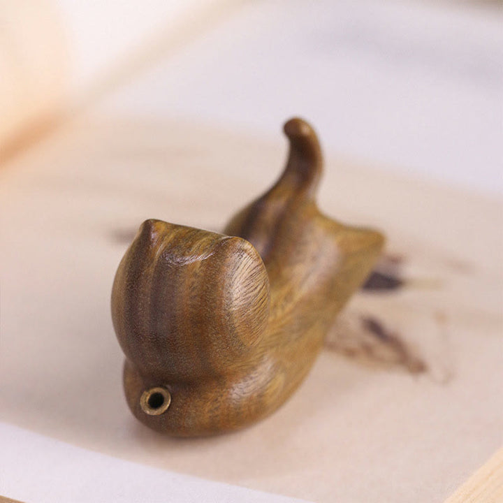 Buddha Stones Green Sandalwood Cute Cat Pattern Soothing Stick Incense Burner Decoration - image 4