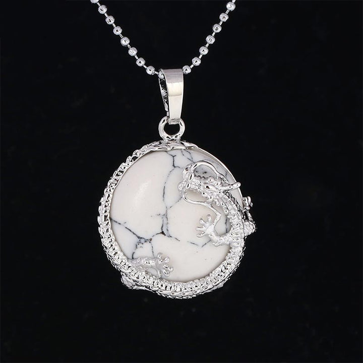 Buddha Stones Chinese Dragon Natural Quartz Crystal Healing Energy Necklace Pendant - White Turquoise - image 32