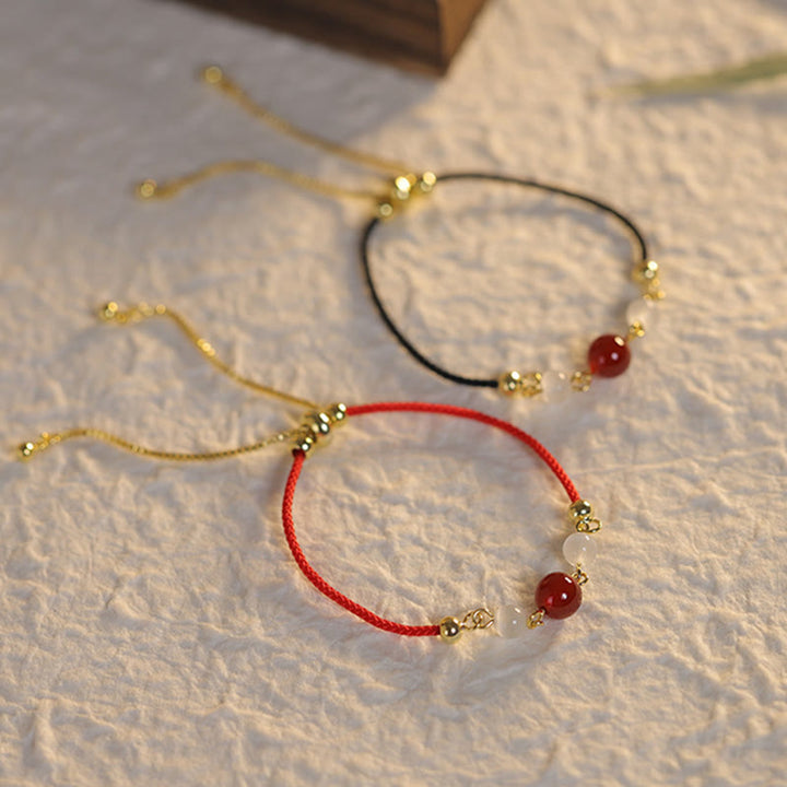 Buddha Stones Red Agate Cat Eye Braided String Confidence Bracelet - image 3