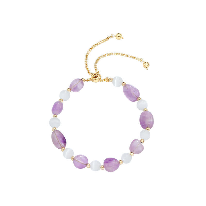 Amethyst Pink Crystal Black Rutilated Quartz Spiritual Awareness Bracelet - image 5