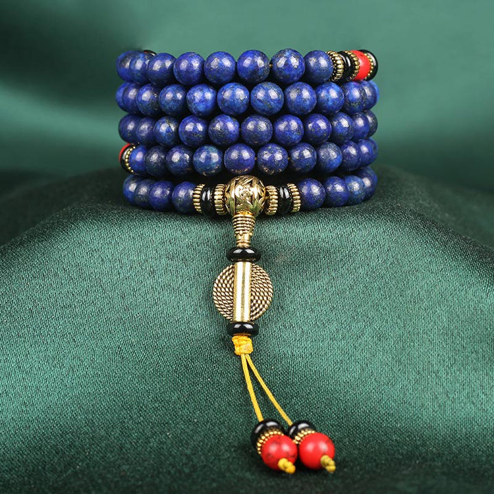 Buddha Stones Tibetan Mala Lapis Lazuli Lazurite Positive Bracelet - 8mm*108 - image 6