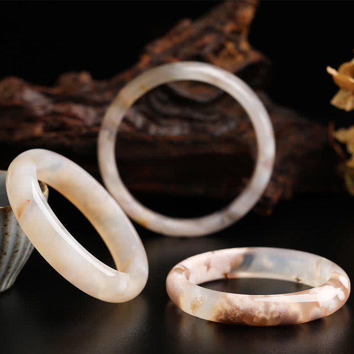 Natural Sakura Agate Peace Bracelet Bangle - image 4