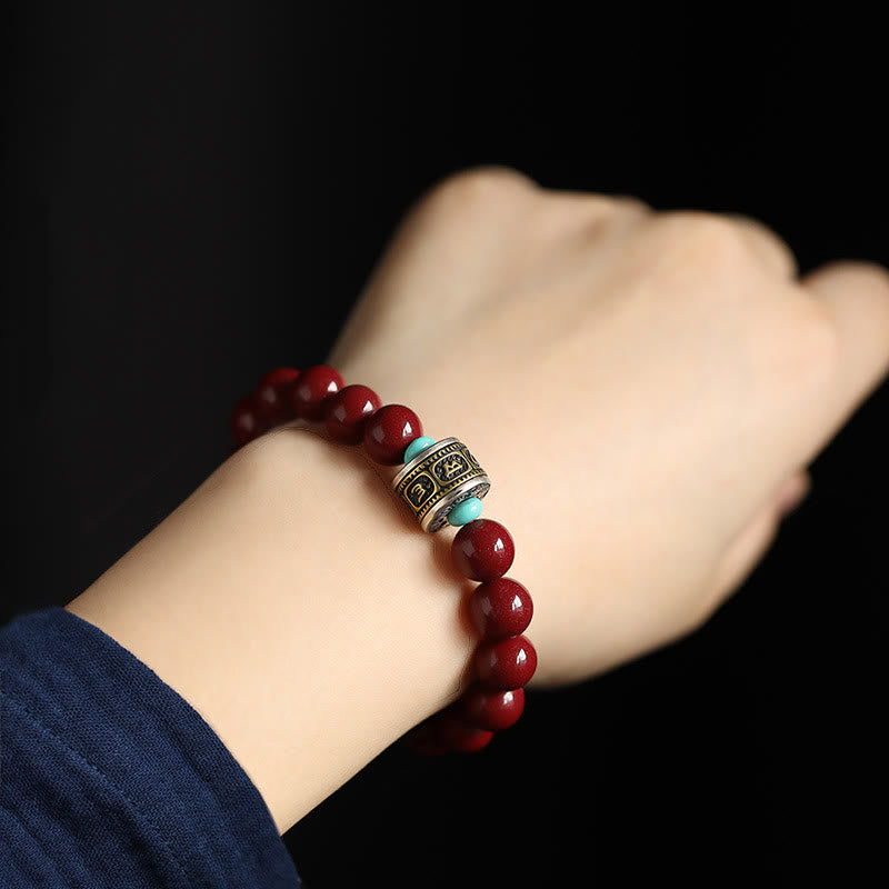 Buddha Stones 925 Sterling Silver Chinese Zodiac Natal Buddha Cinnabar Om Mani Padme Hum Calm Bracelet - image 3