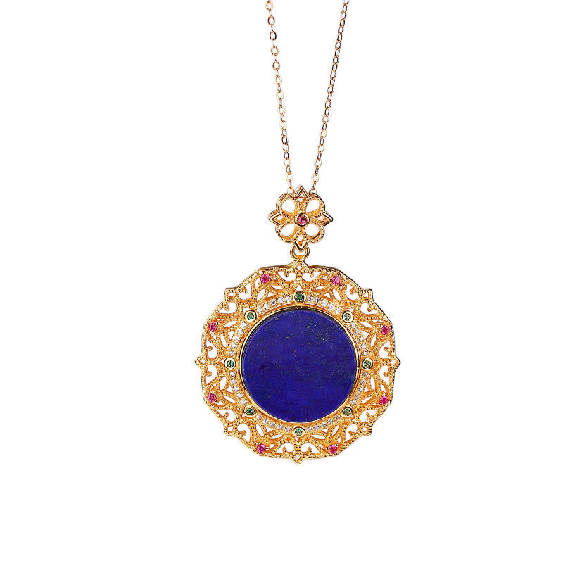 Buddha Stones 925 Sterling Silver Plated Gold Lazurite Lapis Lazuli Positive Necklace Pendant - image 6