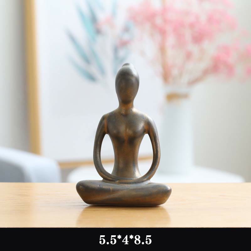 Abstract Yoga Meditation Exercise Ceramics Spiritual Figurine Sculpture Decoration - Gold - Thinking - image 15